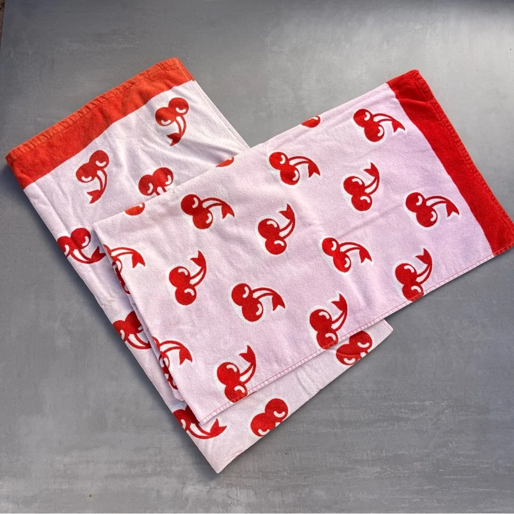 Cherry Print Cotton Beach Towels (set of 2)